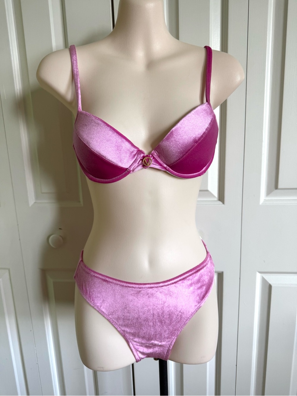 VALENTINO Sand Pink Velvet Bikini Swimsuit 6/42 Mint